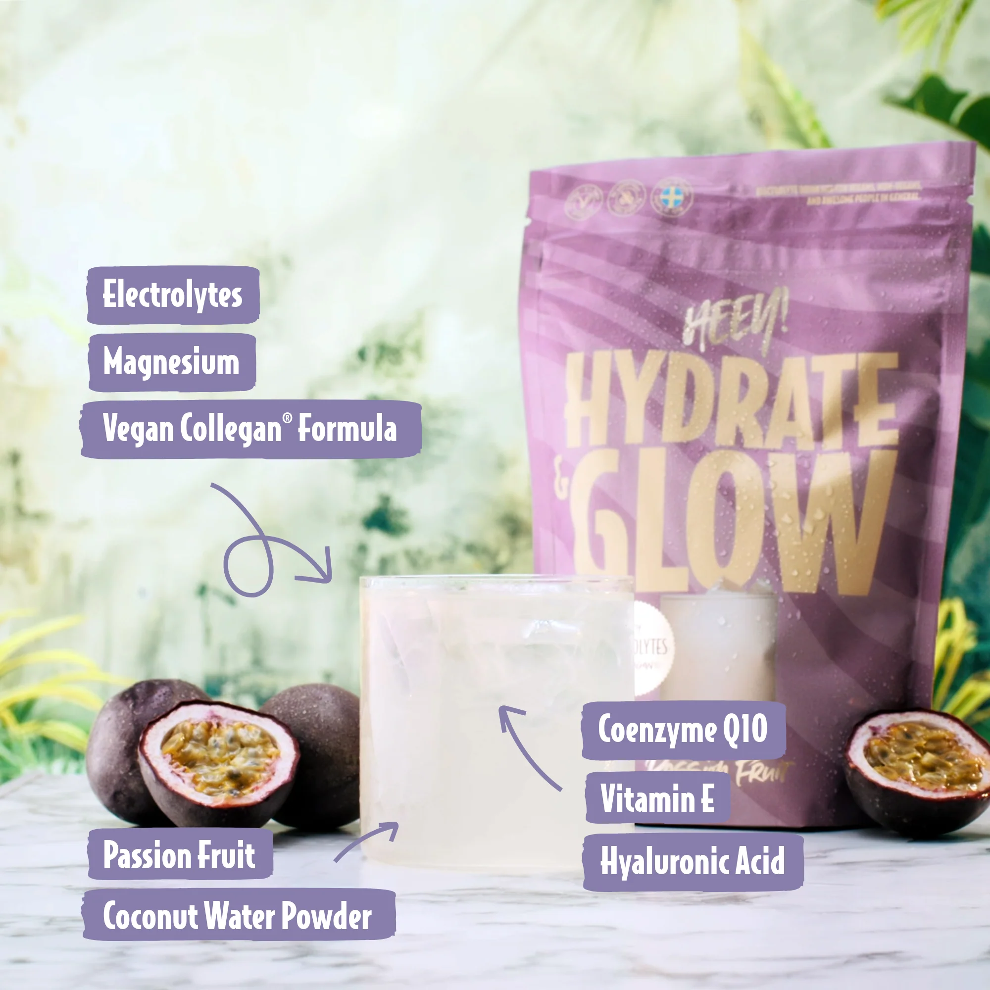 Heey! Hydrate & Glow Electrolytes + Coll-egan® Passionfruit - Image 2