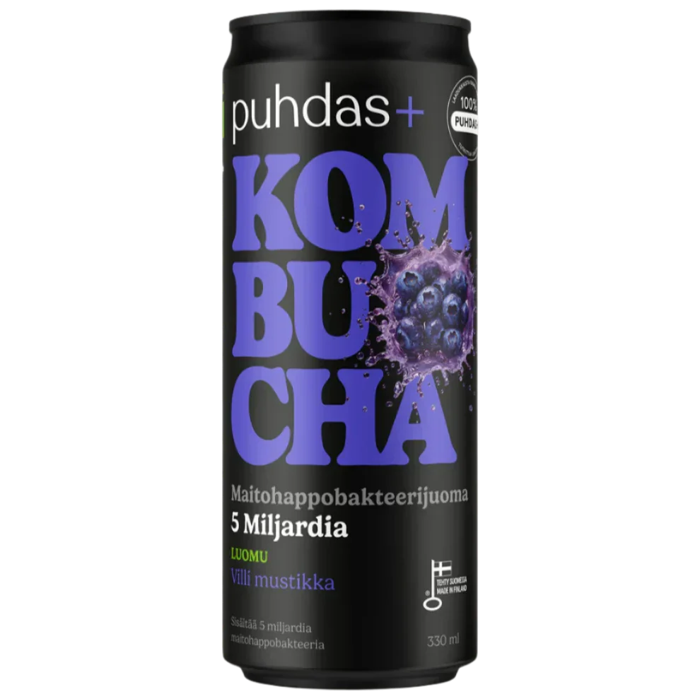Puhdas+ Luomu Kombucha Villi Mustikka